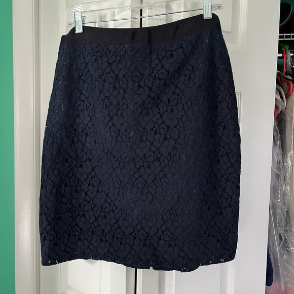 J.Crew Navy Lace Pencil Skirt - Picture 1 of 3